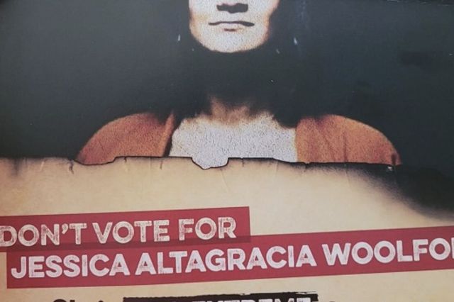A photo of a mailer that a super PAC is accused of issuing in violation of election law